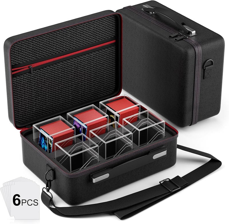 Proijeut Card Deck Box with Portable Case, 6 Pack Clear Commander Deck Box with 6 Dividers, Holds 600+ Double Sleeved Cards, Fit for MTG, YuGiOh, TCG - Image 1